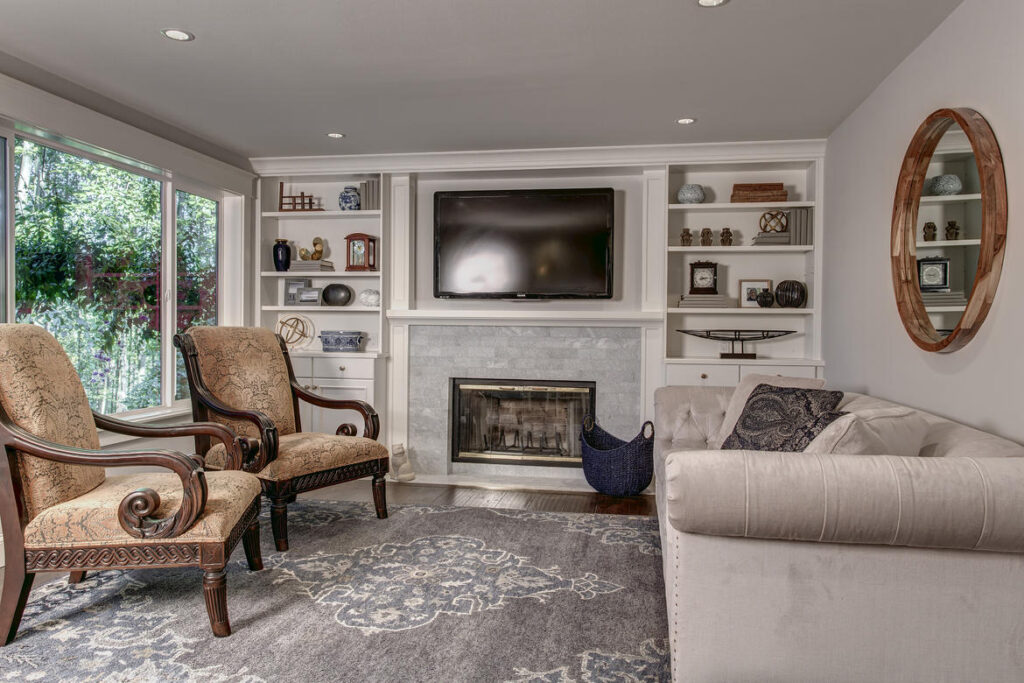 Mill Creek remodel aligned with living room with kitchen